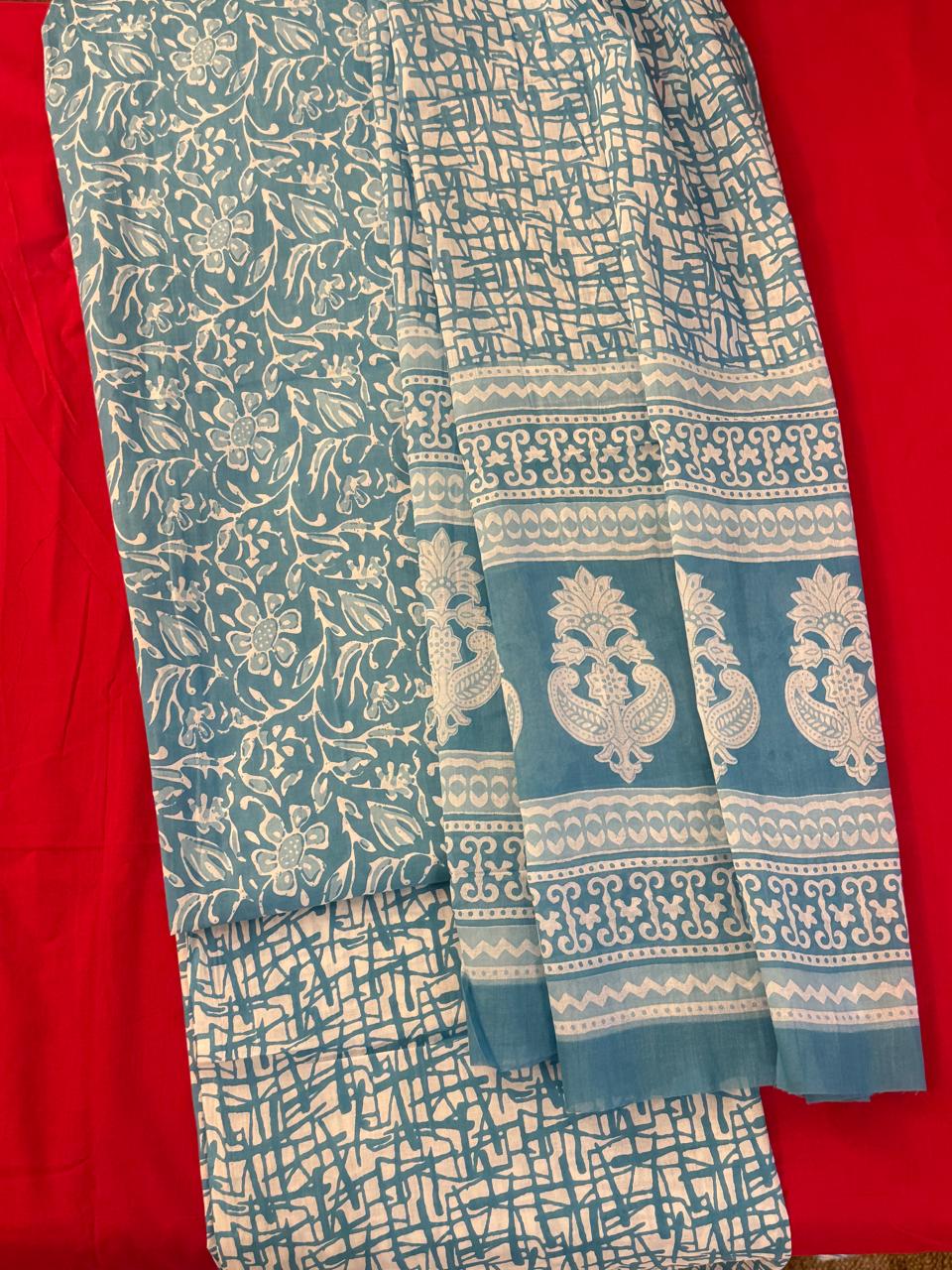 Blue Sky – Indigo Cotton Suit Set (Sanganeri Print)