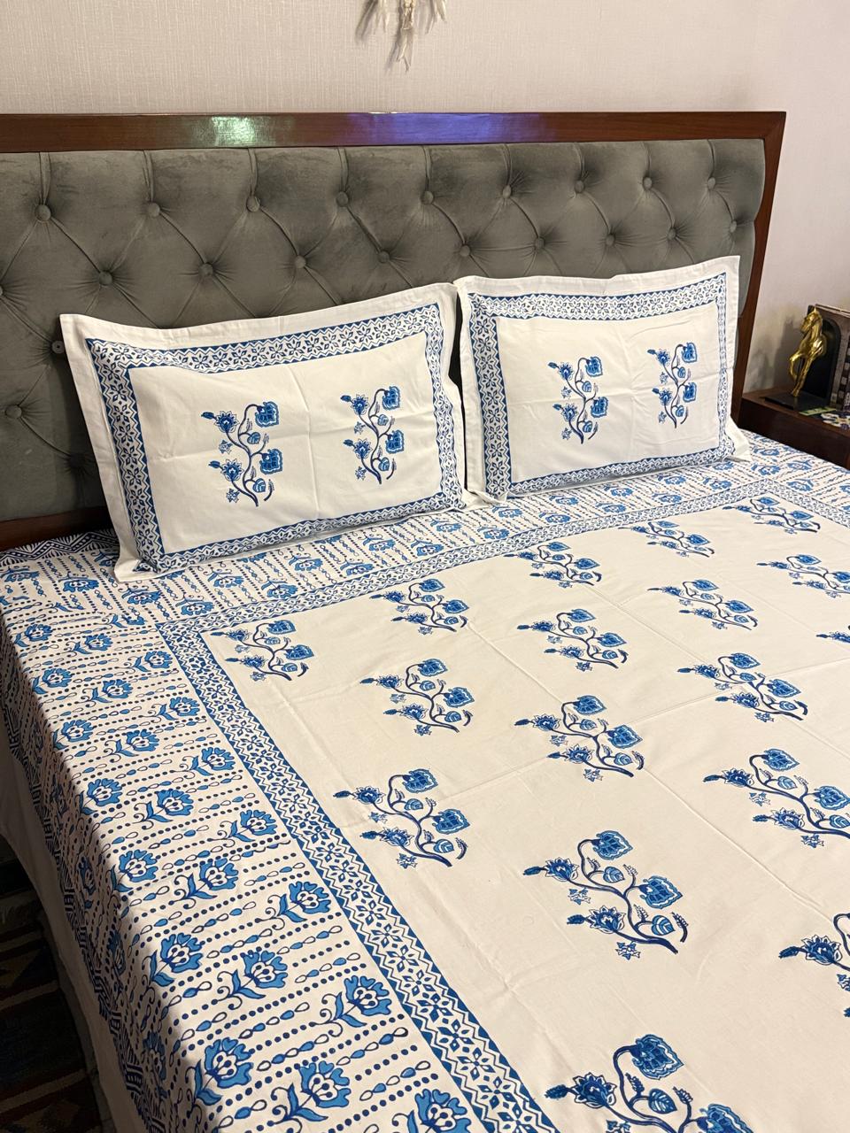 AnantNeel – Hand Block Printed Double Bedsheet Set