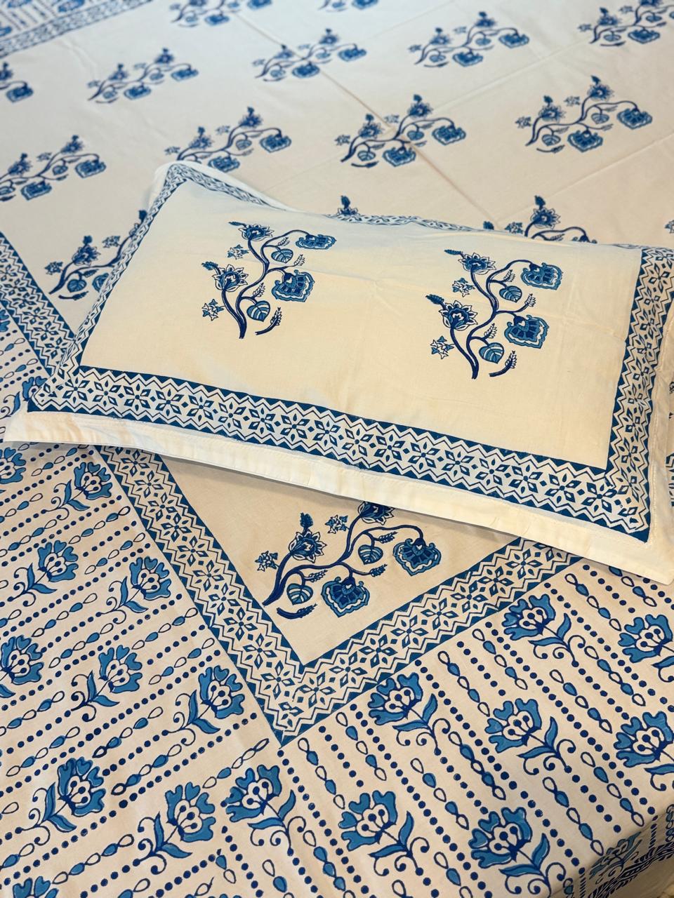 AnantNeel – Hand Block Printed Double Bedsheet Set