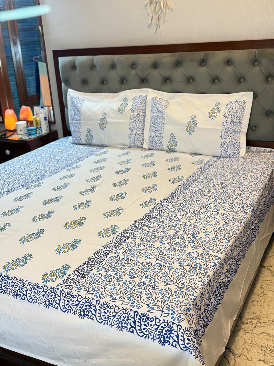 IndraNeel – Hand Block Printed Double Bedsheet Set