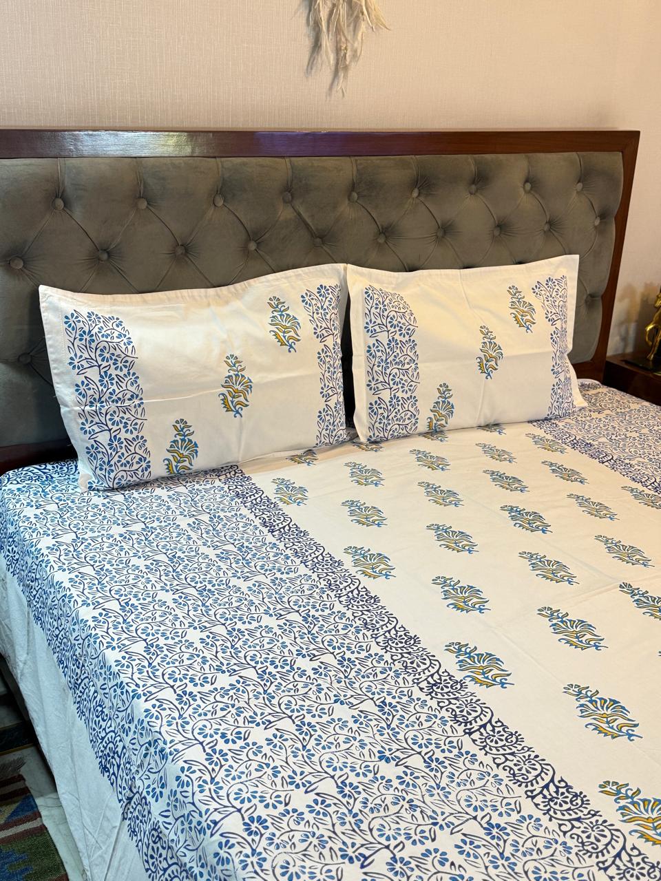 IndraNeel – Hand Block Printed Double Bedsheet Set