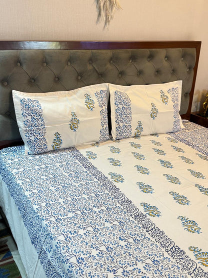 IndraNeel – Hand Block Printed Double Bedsheet Set