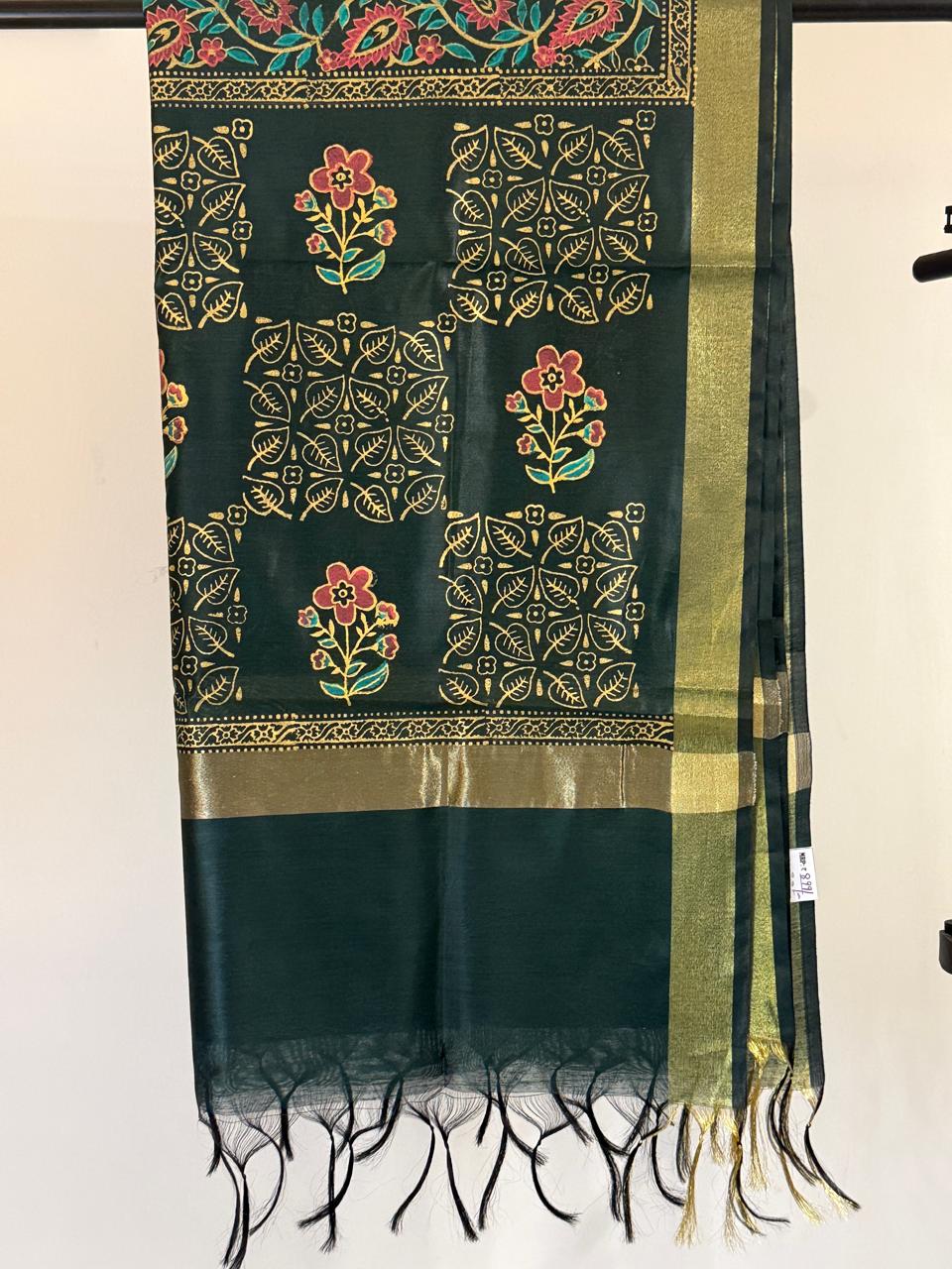 Mangalam – Emerald Green Chanderi Silk Dupatta