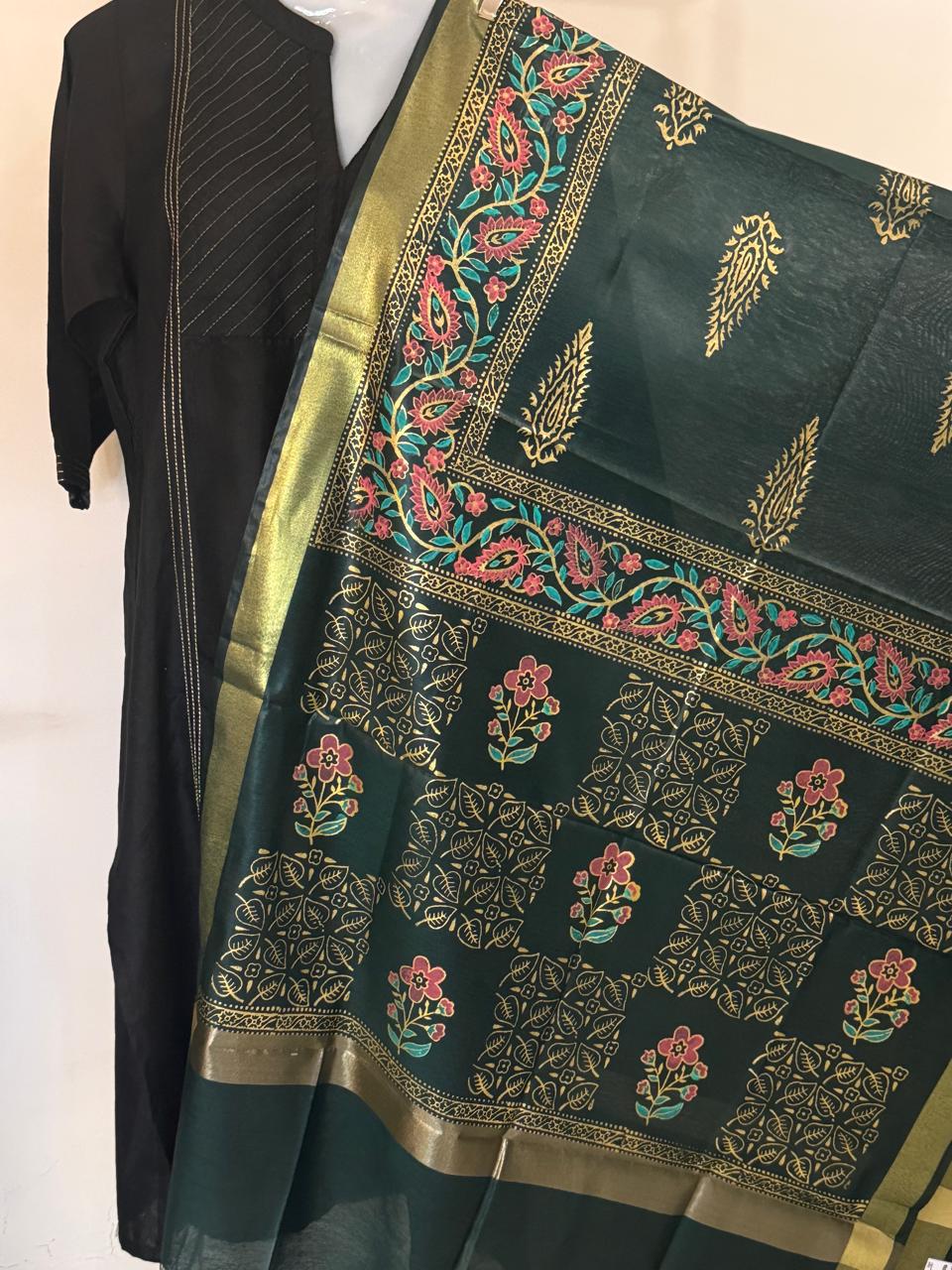 Mangalam – Emerald Green Chanderi Silk Dupatta
