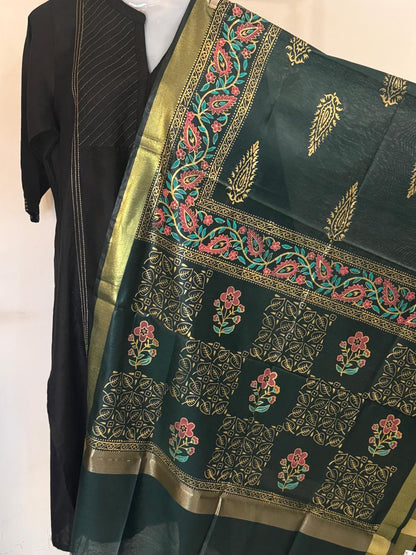 Mangalam – Emerald Green Chanderi Silk Dupatta
