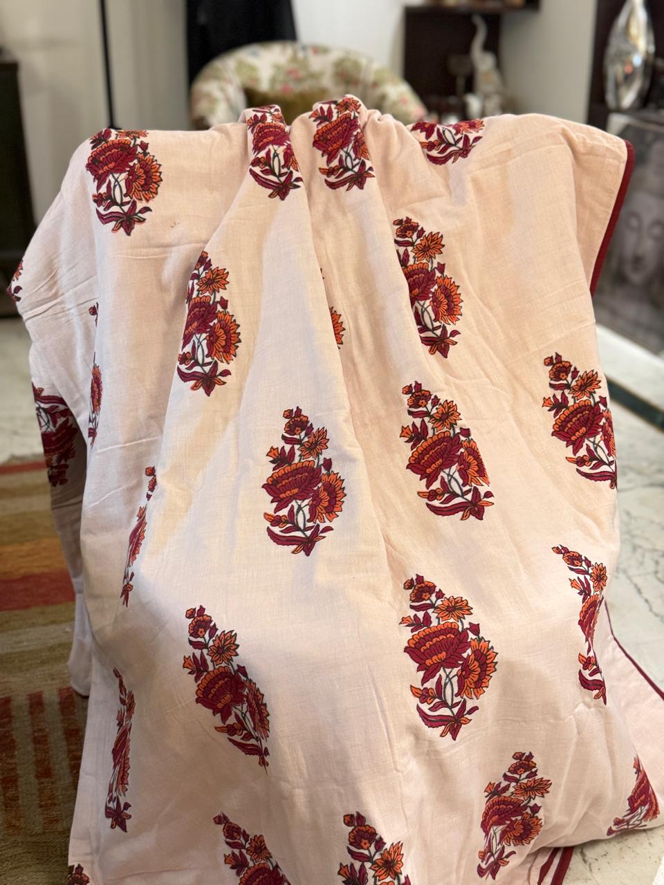 Serene Dreams - Light Pink Reversible Hand Block Printed Double Dohar