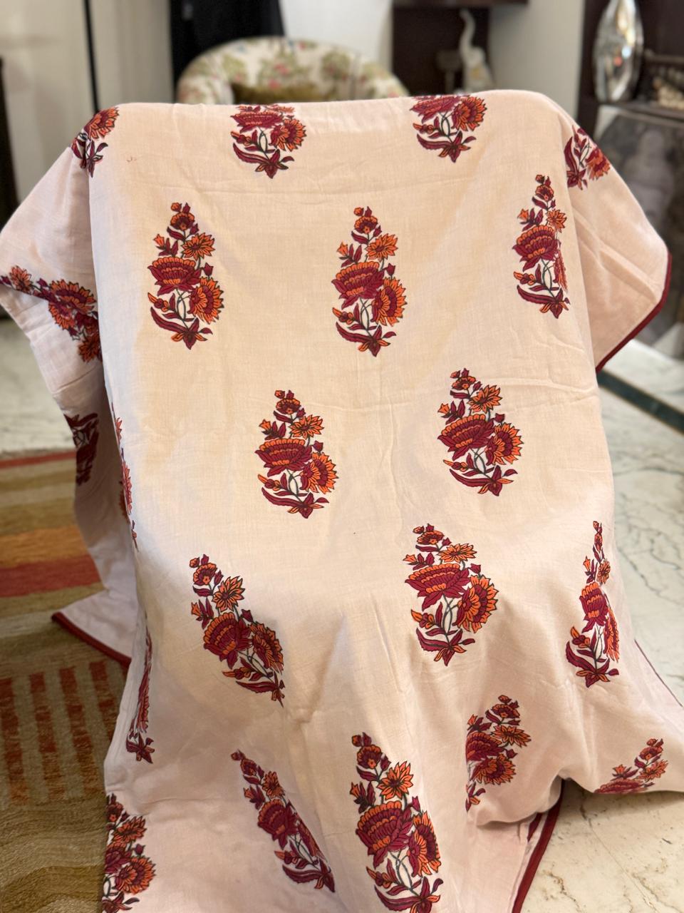 Serene Dreams - Light Pink Reversible Hand Block Printed Double Dohar