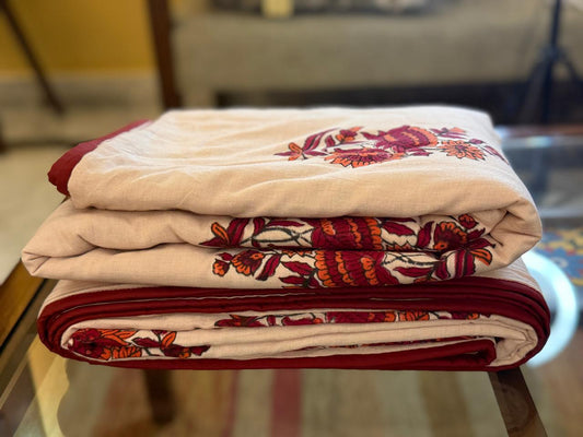 Serene Dreams - Light Pink Reversible Hand Block Printed Double Dohar