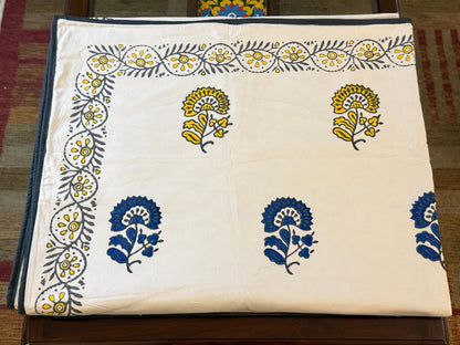 Enchanted Dreams - White Reversible Hand Block Printed Single Dohar