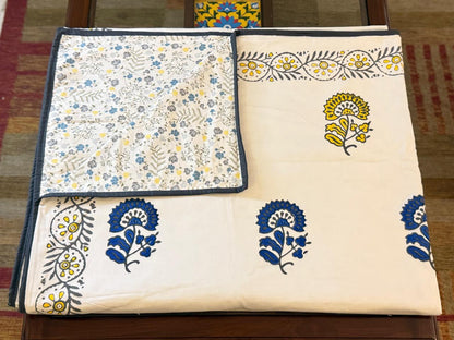 Enchanted Dreams - White Reversible Hand Block Printed Single Dohar