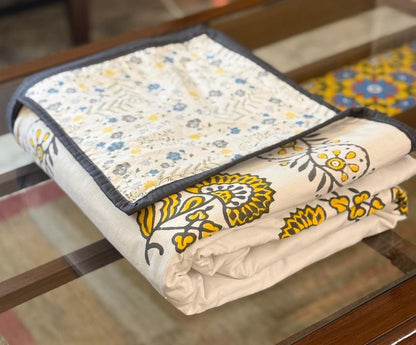 Enchanted Dreams - White Reversible Hand Block Printed Single Dohar