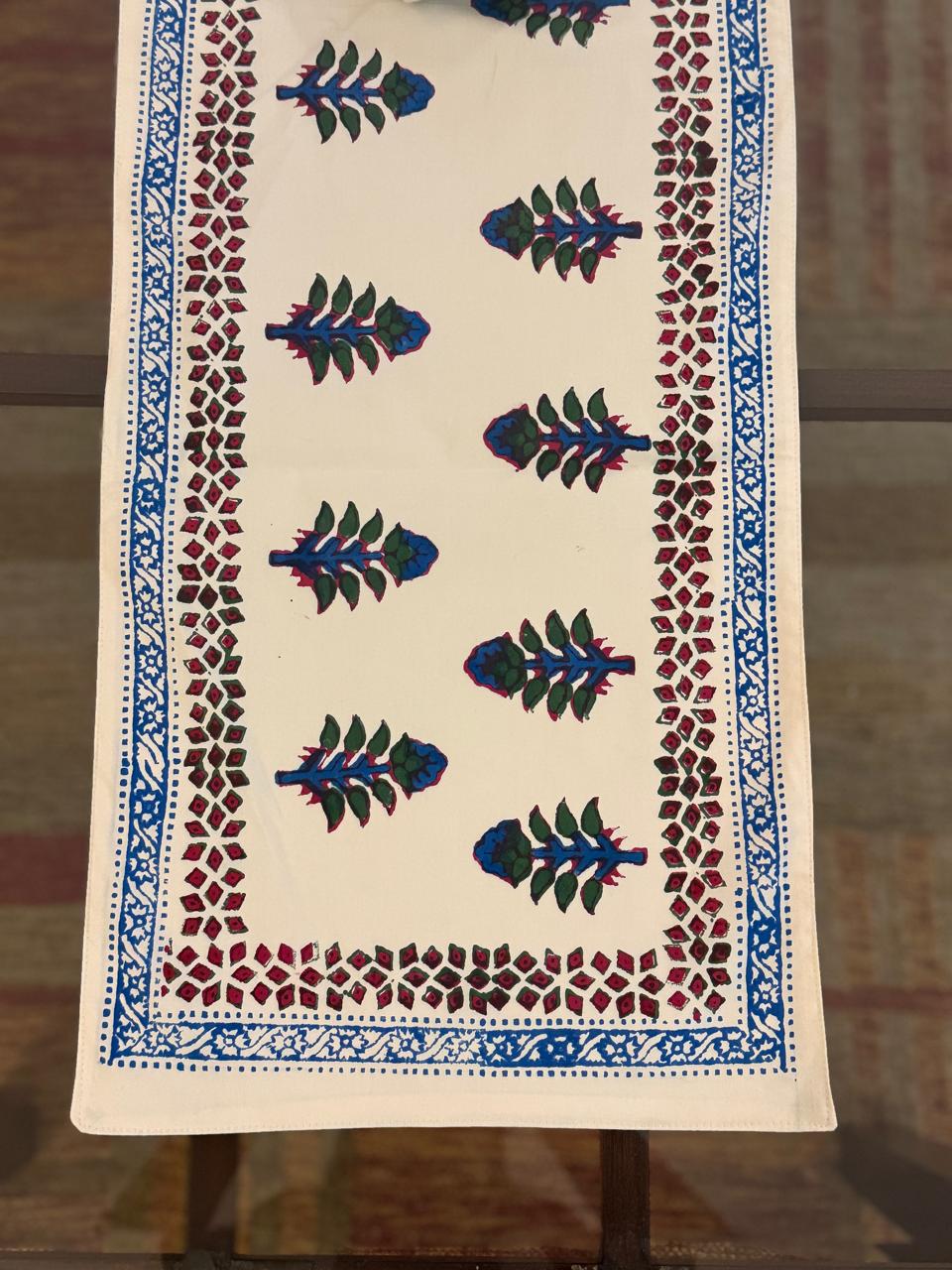 Gulzar - Hand Block Print Coffee Table Runner with lining (12"x44")