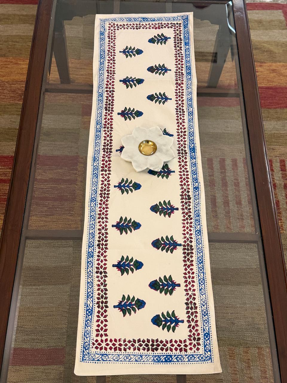 Gulzar - Hand Block Print Coffee Table Runner with lining (12"x44")