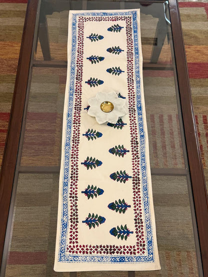 Gulzar - Hand Block Print Coffee Table Runner with lining (12"x44")