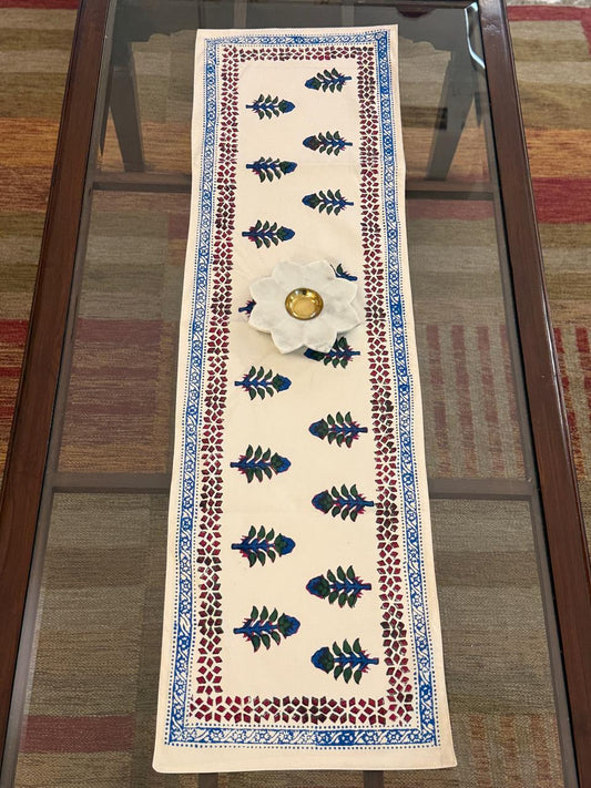 Gulzar - Hand Block Print Coffee Table Runner with lining (12"x44")