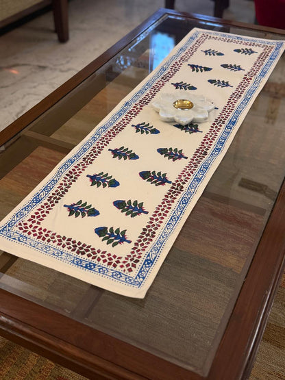 Gulzar - Hand Block Print Coffee Table Runner with lining (12"x44")