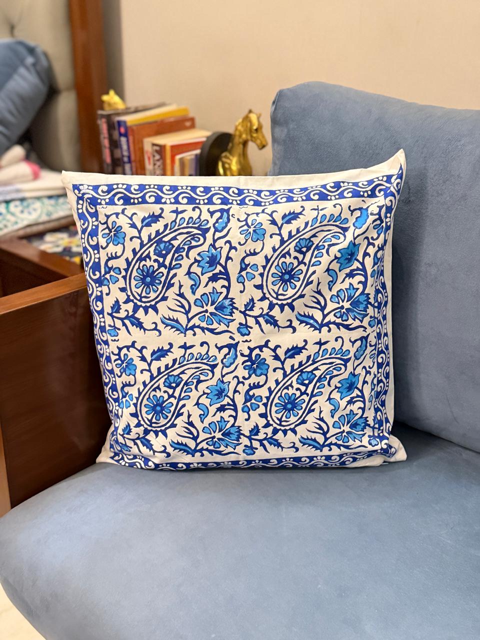 Neel Kehri – Cotton Hand Block Printed Cushion Covers (Set of 2)