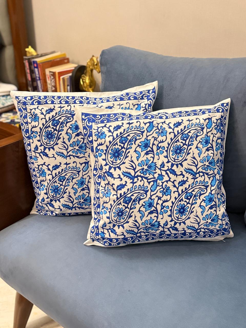 Neel Kehri – Cotton Hand Block Printed Cushion Covers (Set of 2)
