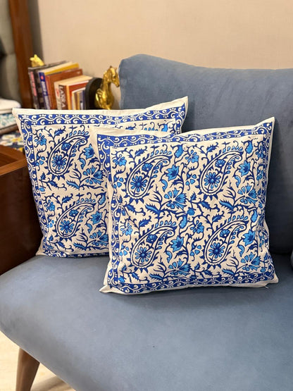 Neel Kehri – Cotton Hand Block Printed Cushion Covers (Set of 2)