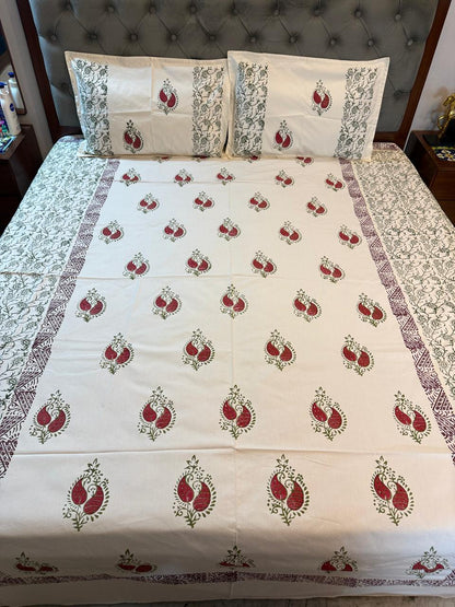 KumkumRaaga – Hand Block Printed Double Bedsheet Set