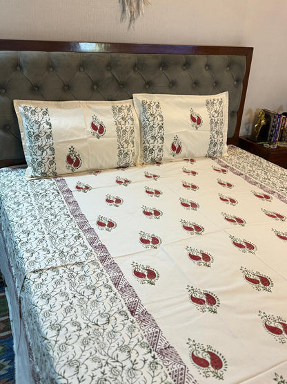 KumkumRaaga – Hand Block Printed Double Bedsheet Set