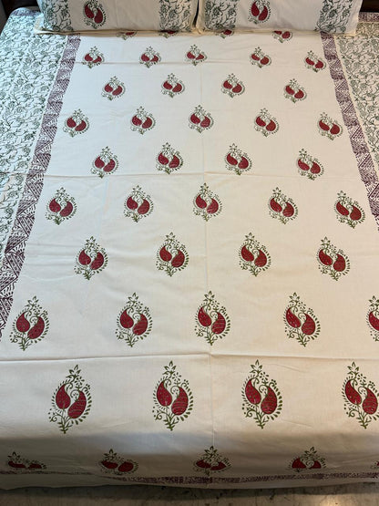 KumkumRaaga – Hand Block Printed Double Bedsheet Set