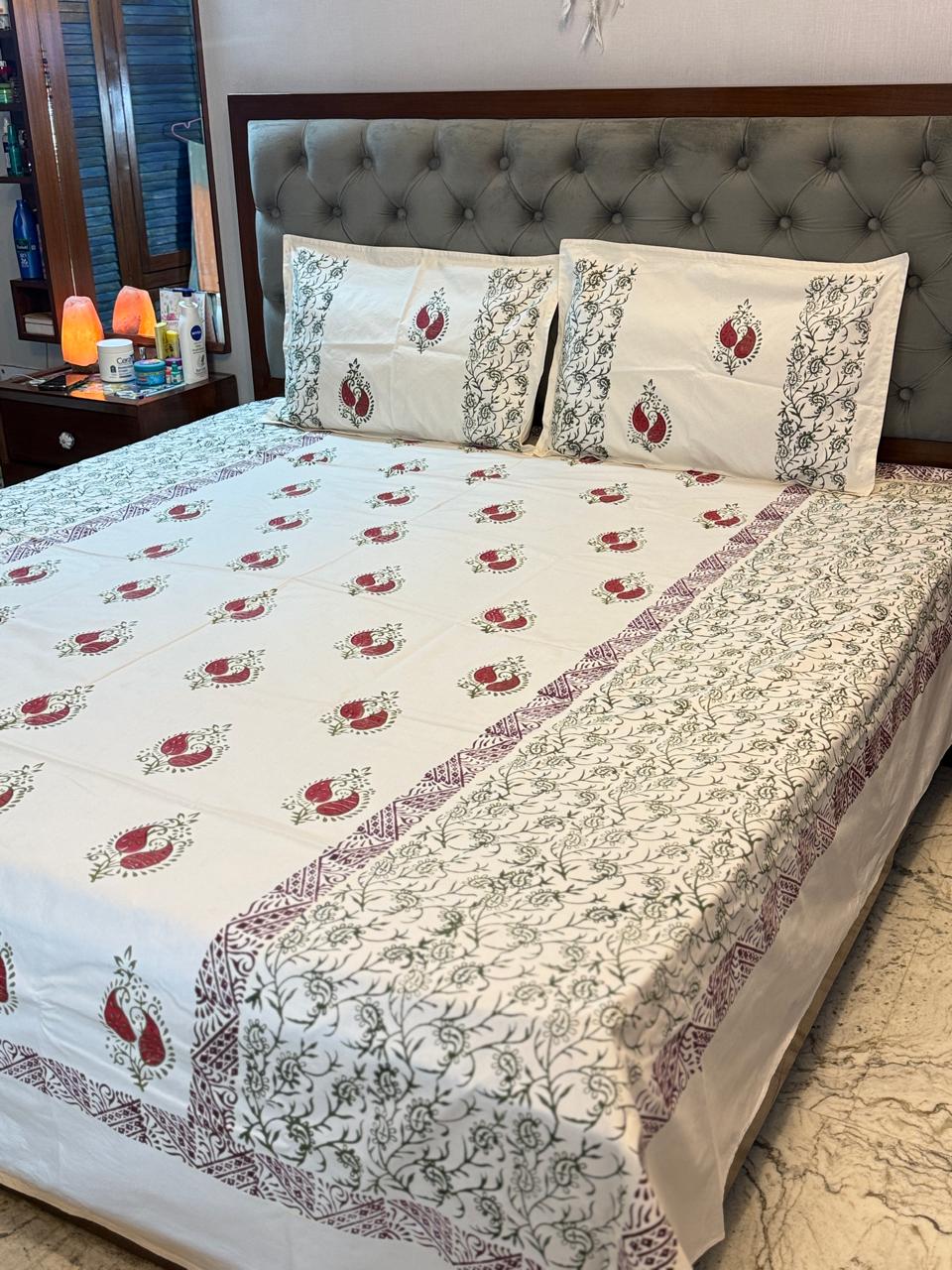 KumkumRaaga – Hand Block Printed Double Bedsheet Set