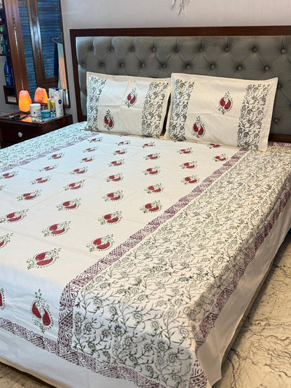 KumkumRaaga – Hand Block Printed Double Bedsheet Set