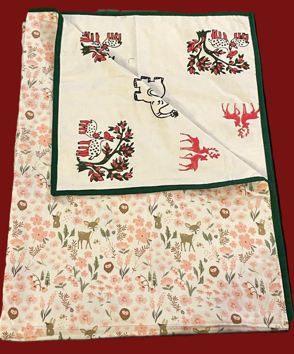 Forest Whispers: 3-Layered Reversible Dohar for Kids (0–7 Years)