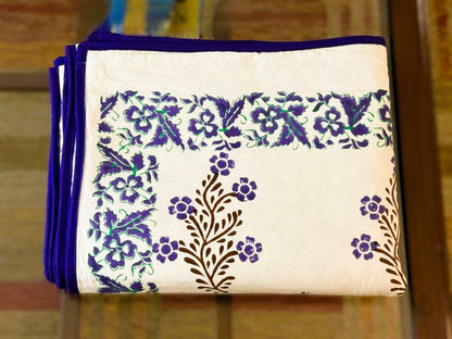 Violet Dreams - White Reversible Hand Block Printed Single Dohar