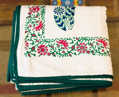 Dazzling Dreams - White Reversible Hand Block Printed Single Dohar