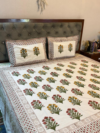 Meher – Hand Block Printed Double Bedsheet Set