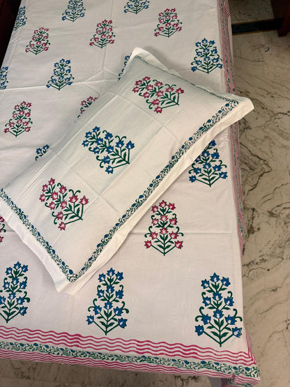 Indraja – Hand Block Printed Single Bedsheet