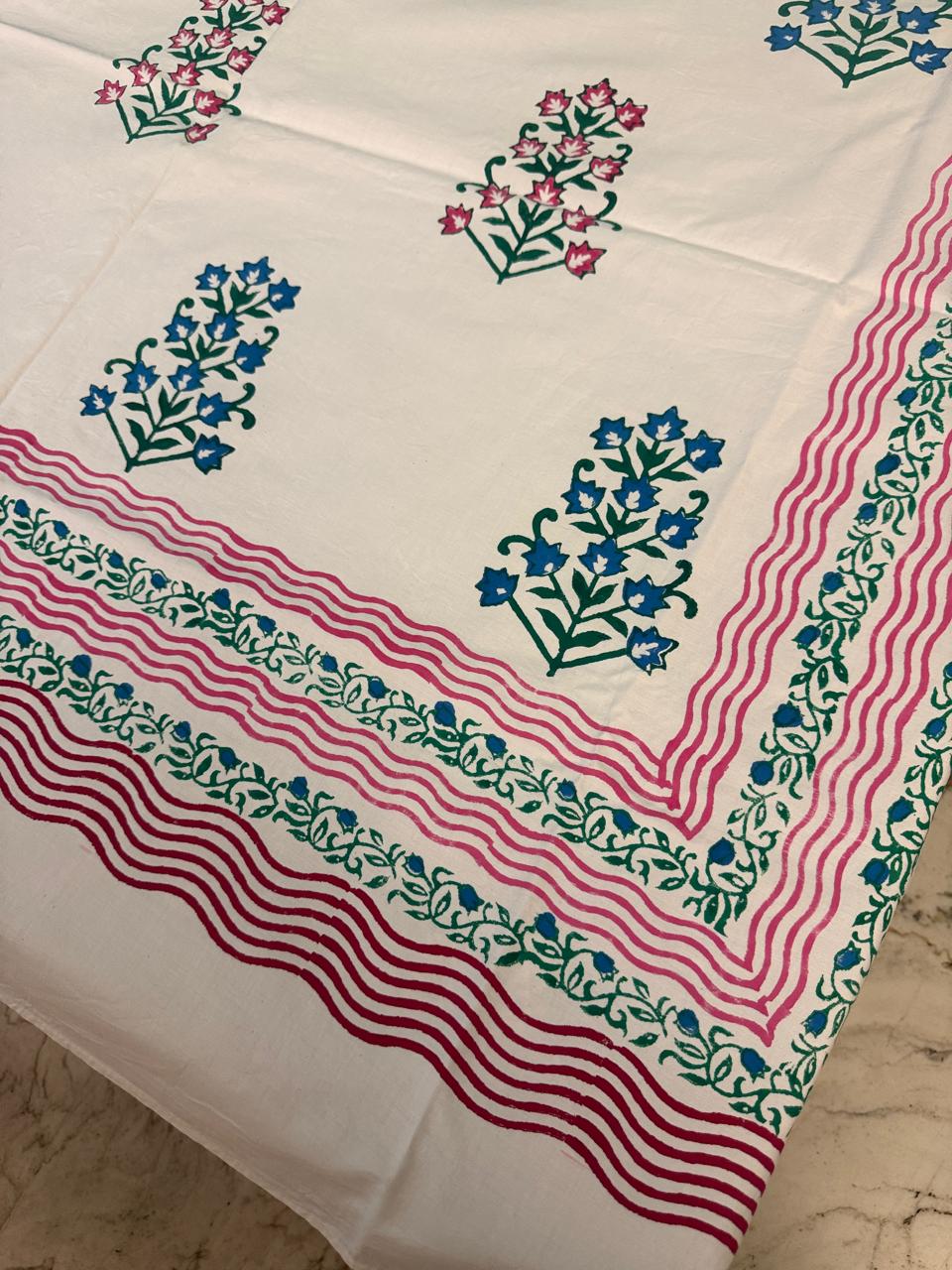 Indraja – Hand Block Printed Single Bedsheet