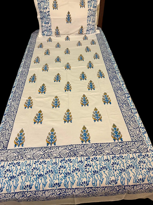 Nilambar – Hand Block Printed Single Bedsheet
