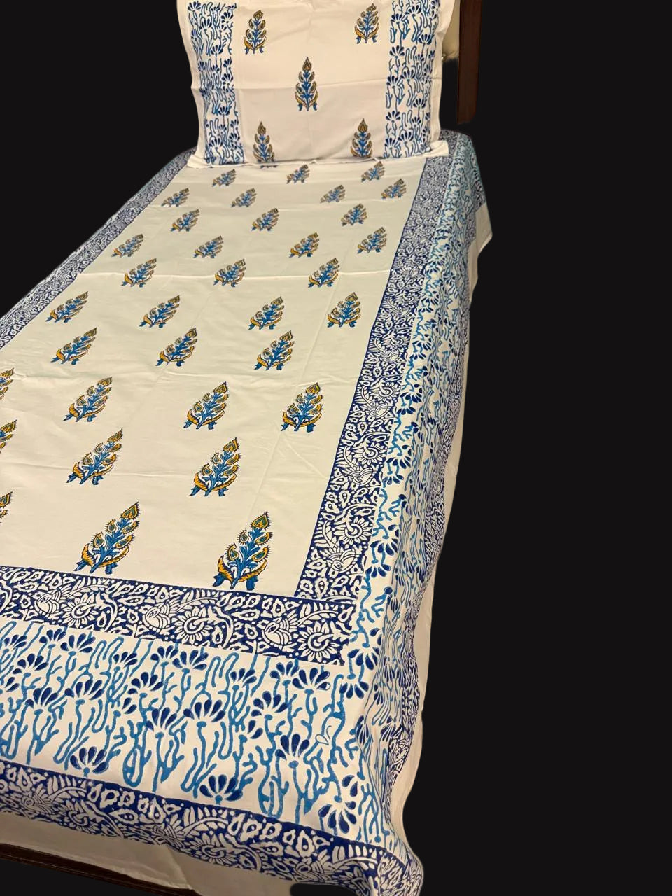 Nilambar – Hand Block Printed Single Bedsheet