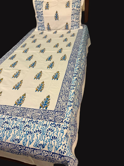 Nilambar – Hand Block Printed Single Bedsheet