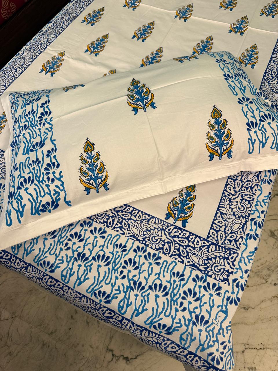 Nilambar – Hand Block Printed Single Bedsheet