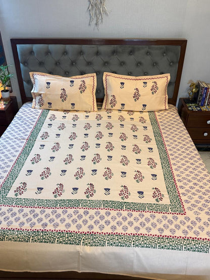Sohini – Hand Block Printed Peach Coloured Double Bedsheet Set