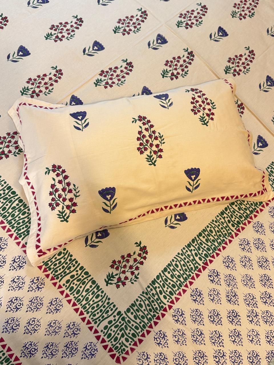 Sohini – Hand Block Printed Peach Coloured Double Bedsheet Set