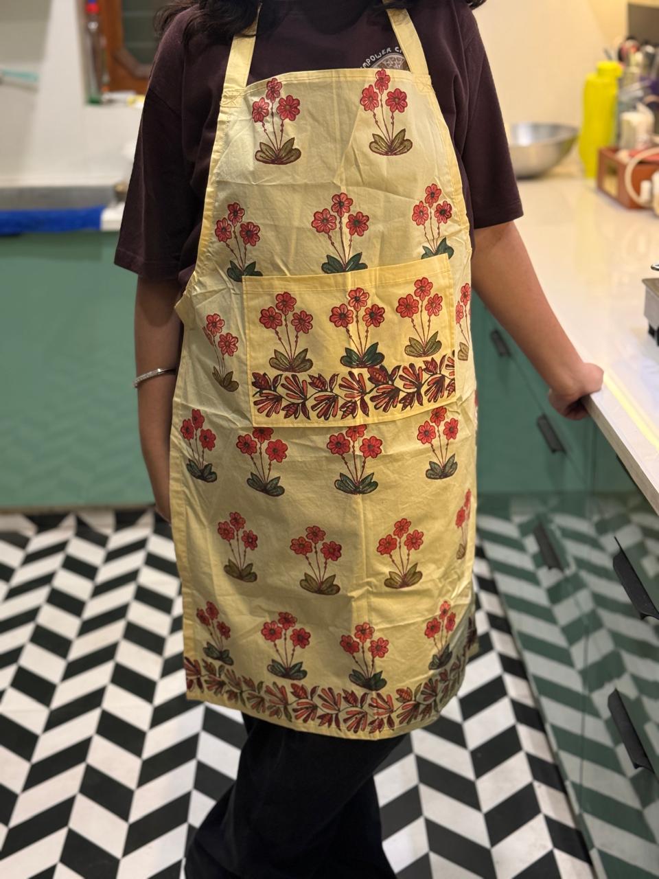 Flower Power – Hand Block Printed Cotton Apron