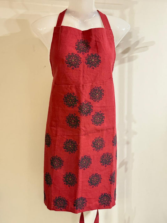 Bloom & Bake - Maroon Hand Block Printed Cotton Apron