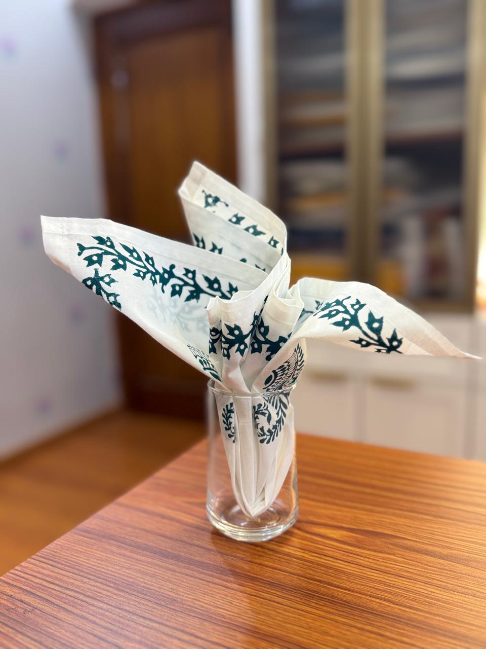 Zaika - Set of 6 Hand Block Printed Table Napkins