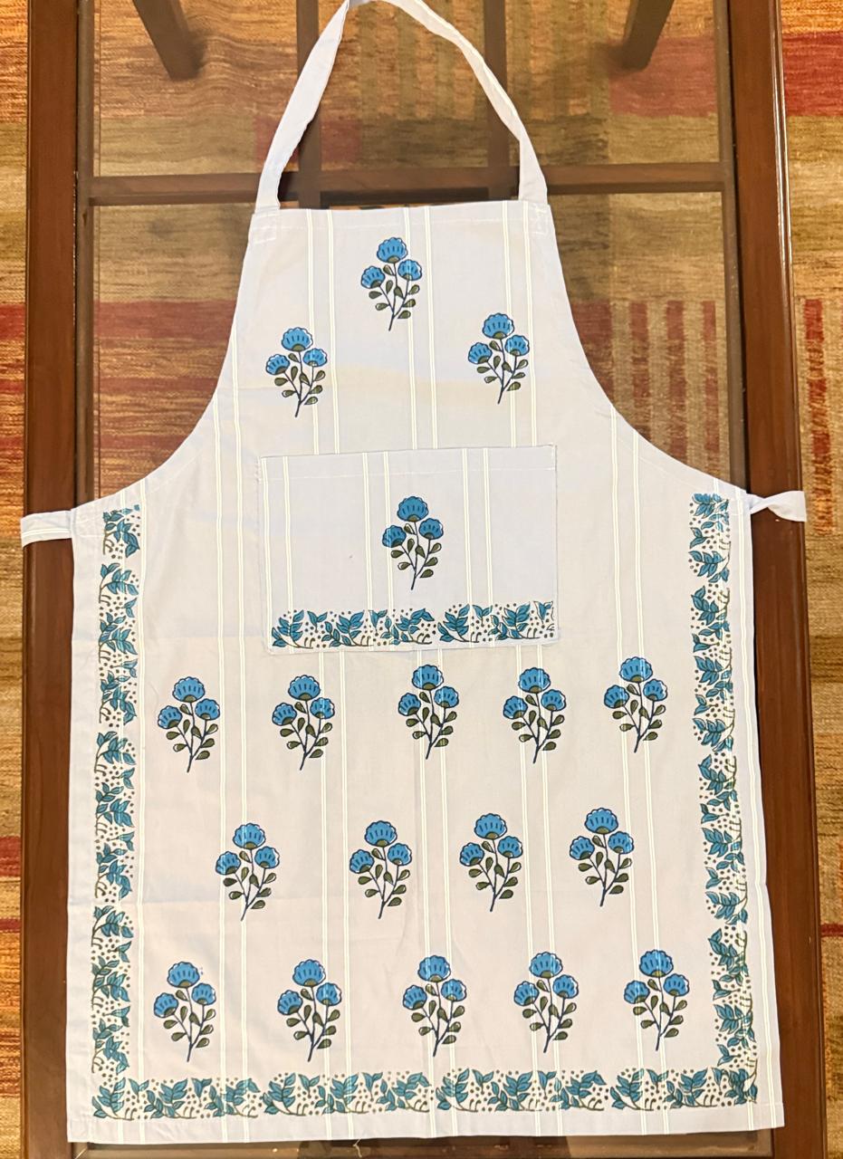 Petal Plate - Hand Block Printed Cotton Apron