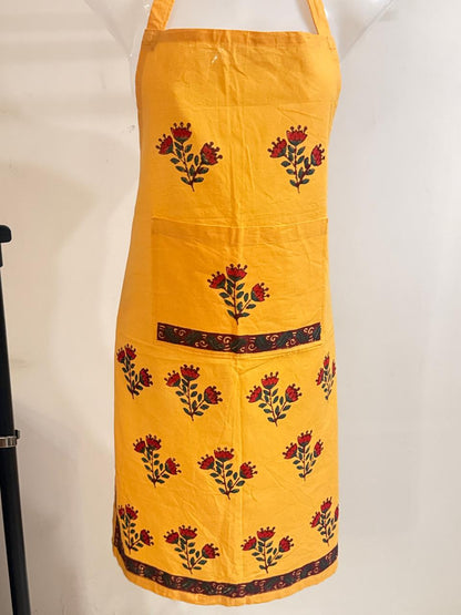 Pro Chef - Peach Orange Hand Block Printed Cotton Apron