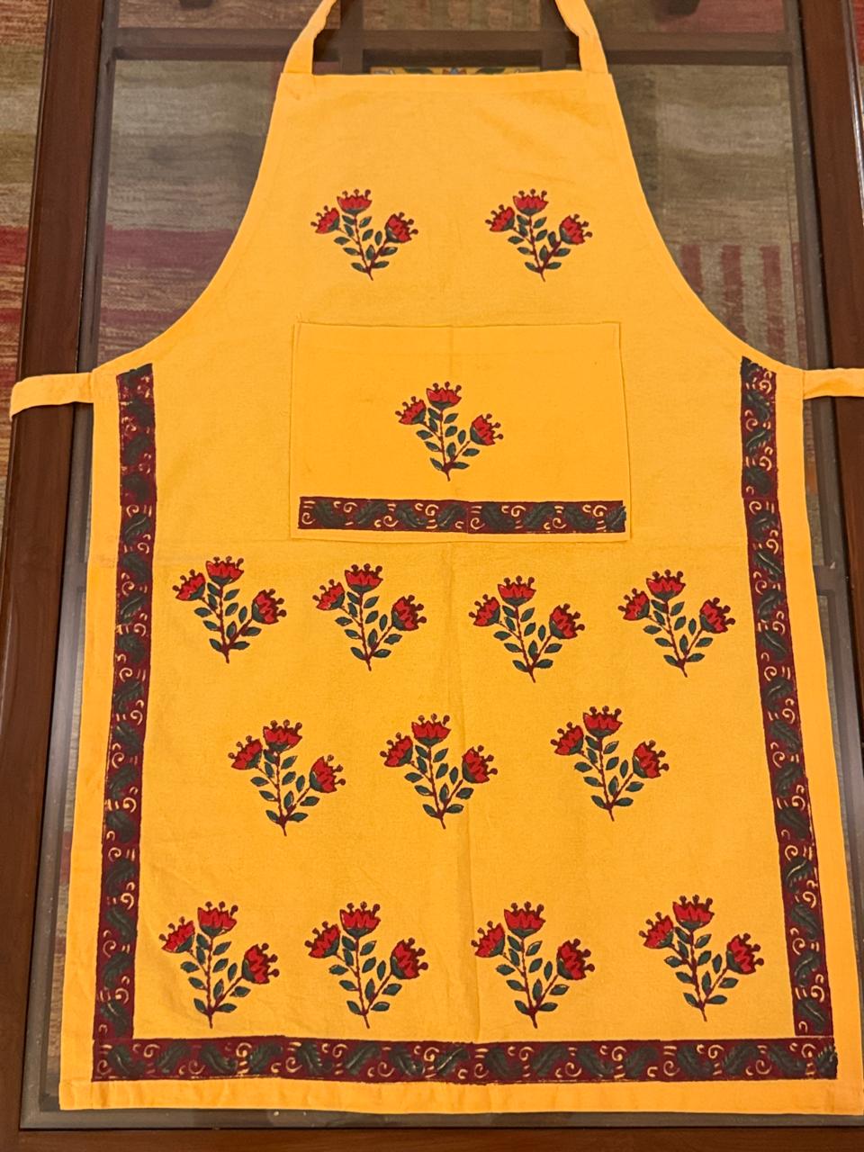 Pro Chef - Peach Orange Hand Block Printed Cotton Apron