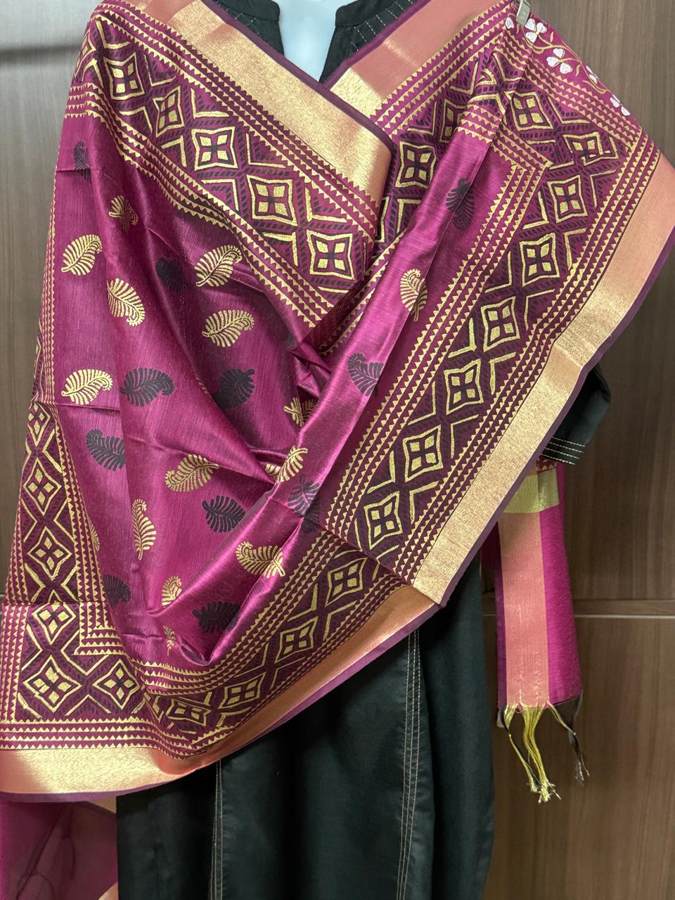 Kaamini – Dark Pink Chanderi Silk Dupatta