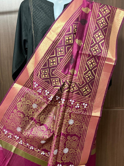 Kaamini – Dark Pink Chanderi Silk Dupatta