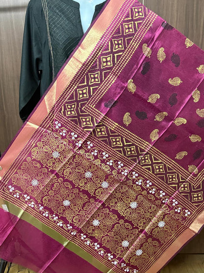 Kaamini – Dark Pink Chanderi Silk Dupatta