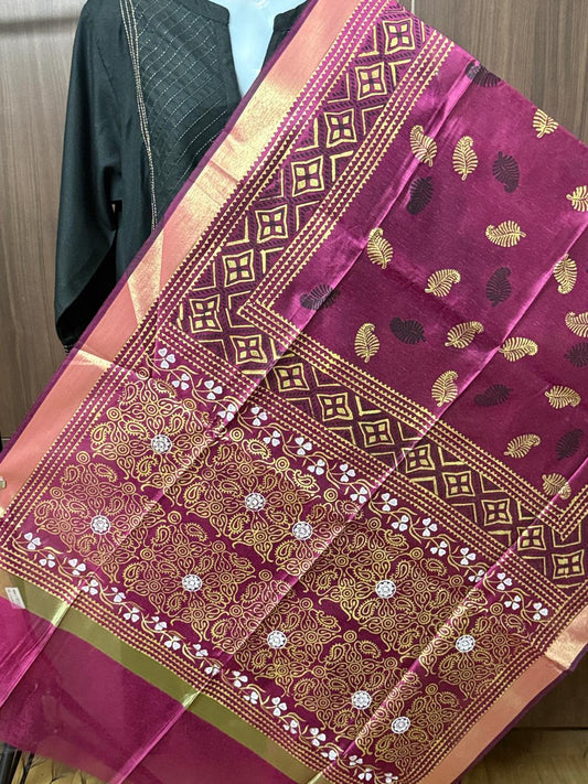 Kaamini – Dark Pink Chanderi Silk Dupatta